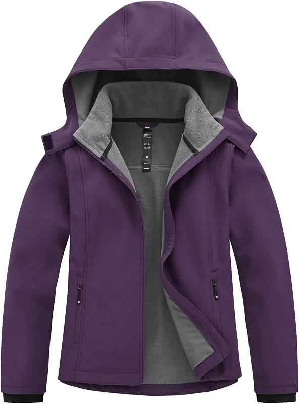 MoFiz Casaco Softshell mulher, forro polar com capuz destacável — Roupa aquecida
