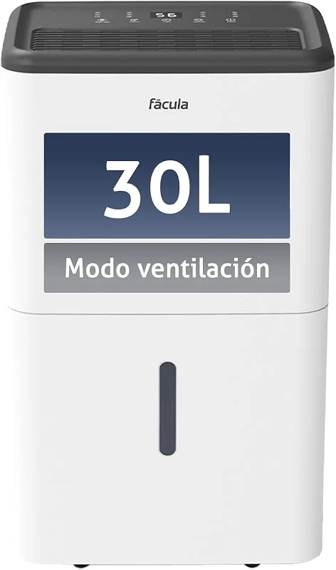 Fácula desumidificador siroco com controlo de humidade, temporizador (1 a 24 h), modo inteligente, filtro de ar lavável (30) — Humidificador