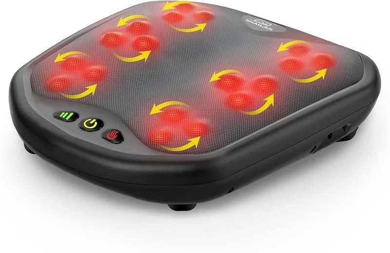 Snailax 2 em 1 massajador de pés Shiatsu com calor, nós de massagem flexíveis para todos os tamanhos de pés, aquecedor de pés, analgésico elétrico — Aquecimento