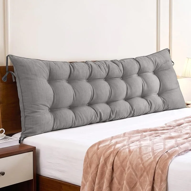 Almofada de apoio lombar: encosto de sofá macio com laços, cunha de substituição para encosto de cintura, almofada triangular para descanso de leitura, para cama de adultos (cinzento claro — Aquecimento