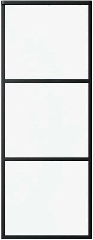 vidaXL Porta de correr de 3 painéis ESG vidro e alumínio preto 76 x 205 cm — Aquecimento