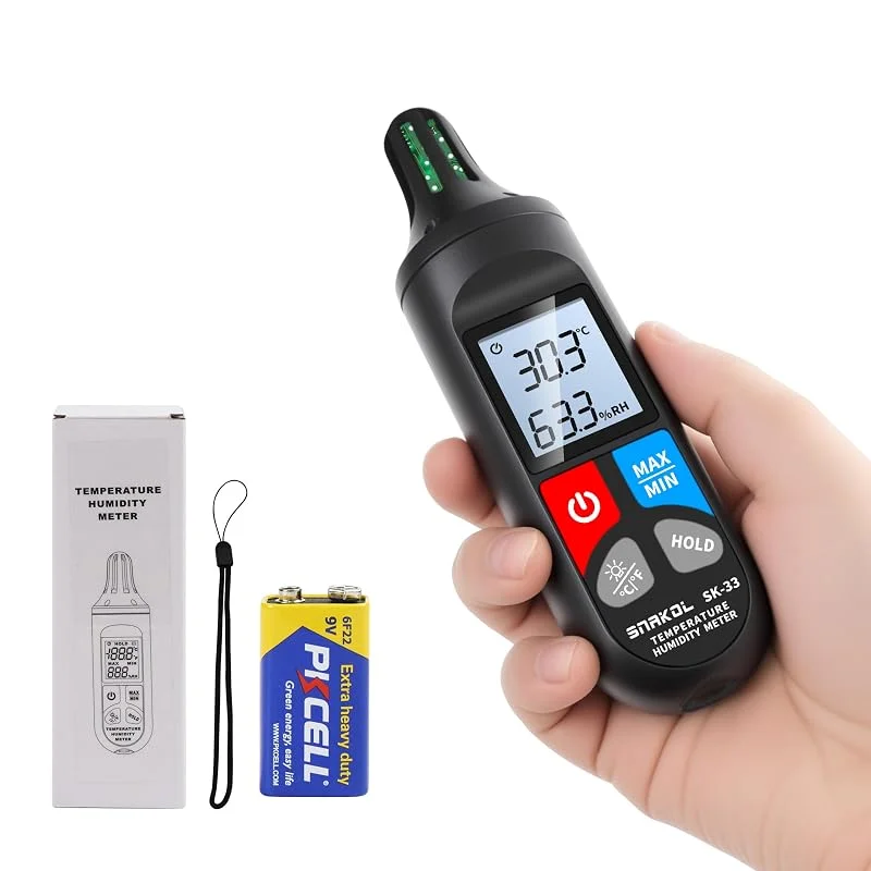 Mini higrómetro, medidor digital de humedad de temperatura, termómetro de habitación de alta precisión para interiores con punto de rocío ambiental y temperatura de bombilla húmeda para interiores y — Humidificador