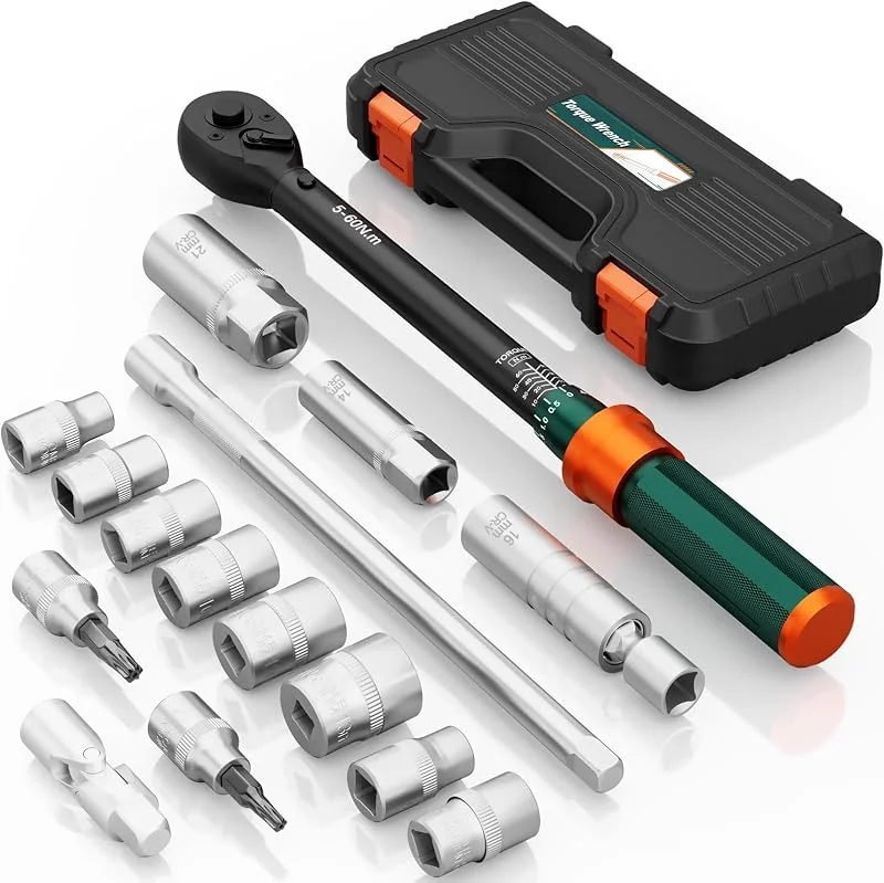 16 peças chave dinamométrica 3, 8" Set, 5-60 Nm, precisão ± 3% — Humidificador