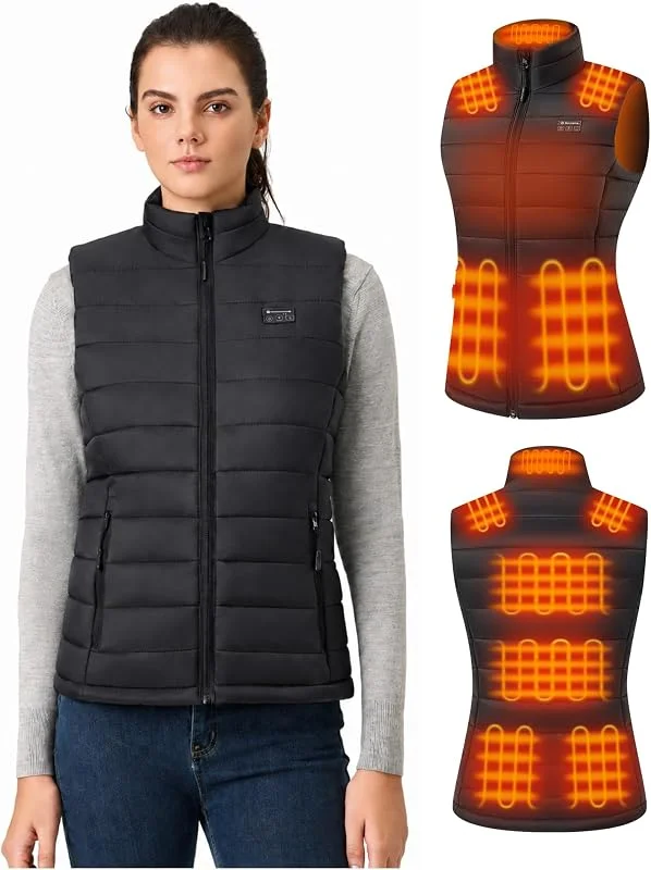 Chaleco Calefactable Mujer con Bateria de 16000mah 7.4v, Chaleco Calefactable Mujer con 9 Zonas de Calentamiento para Actividades al Aire Libre — Roupa aquecida