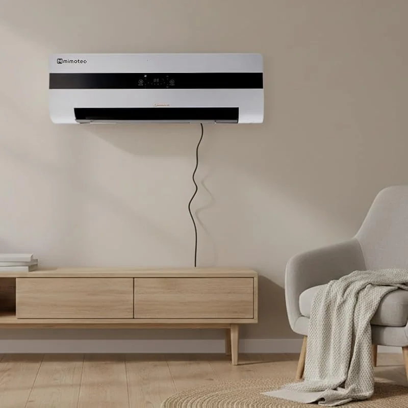 M Mimotec Aquecedor de parede elétrico de cerâmica Dad 3000 W, silencioso <45 dB, com controlo remoto, ecrã LED, temporizador e grade oscilante, ideal para estações de 20 a 35 m² — Aquecimento