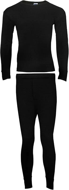 Heat Stoke® T-shirt térmica de manga comprida para homem, calças compridas, camada base quente, cor carvão preto, S, M, L, XL, XXL — Roupa aquecida