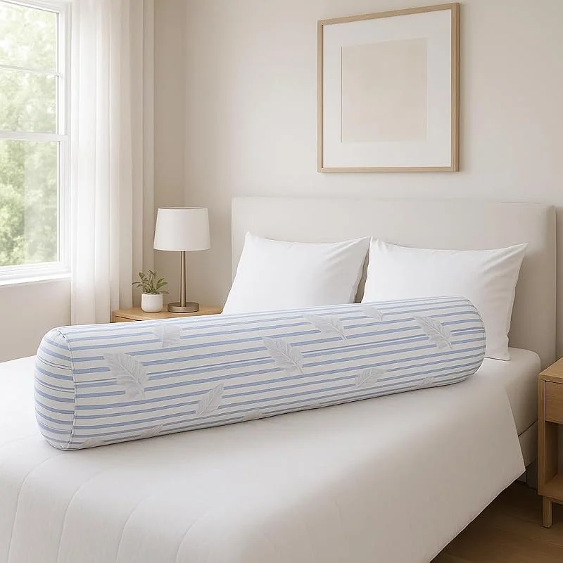 Blanrêve - Reforço ecológico e de penas naturais - conforto de firmeza média - fácil de cuidar - fabricado em França - 140 cm, branco com riscas azuis — Aquecimento