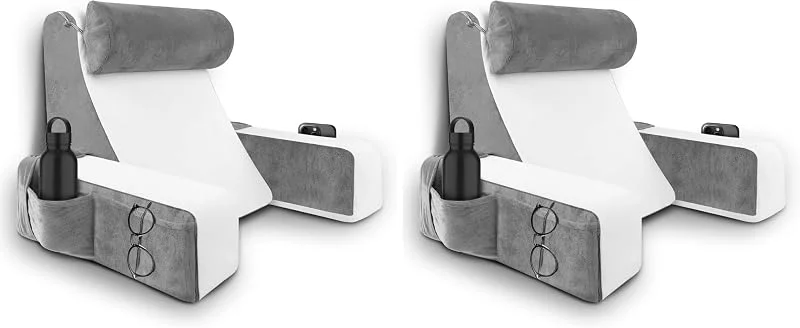 HOMCA Almofada de leitura para cama, almofada de leitura com pescoço desmontável e braços, almofada em forma de cunha para cama e sofá, almofada de encosto para jogar, relaxar, ler (36 x 40 x 48 cm — Aquecimento