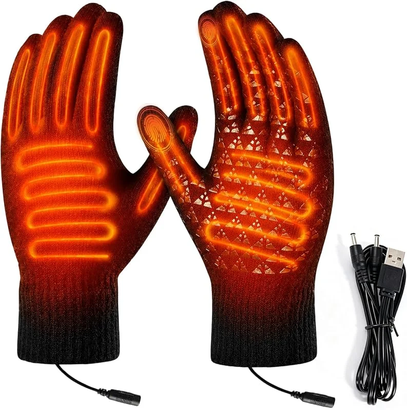 Luvas aquecidas por USB, para homem e mulher, luvas térmicas elétricas com aquecimento em ambos os lados, para esqui, ciclismo, motociclismo, caminhadas e uso diário — Roupa aquecida
