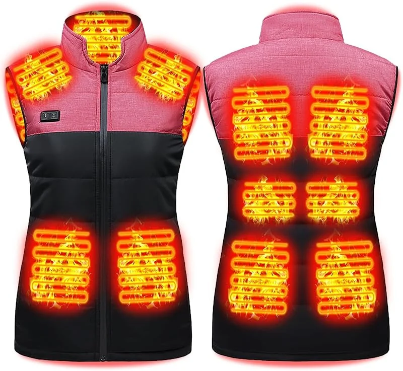 Colete aquecido para homem e mulher, casaco aquecedor USB elétrico com 11 zonas de aquecimento, colete leve aquecido, para pesca e caça (cor: Pink, tamanho: XXL) — Roupa aquecida