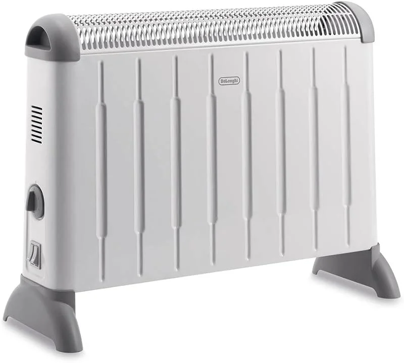 De'Longhi Convector Eléctrico – Calefactor Ligero para Estancias hasta 60 m³, Selector con 2 Niveles de Potencia, Asas, Calefacción Personalizada, Termostato de Seguridad, 2000W, Blanco, Gris (HCM2030) — Aquecimento
