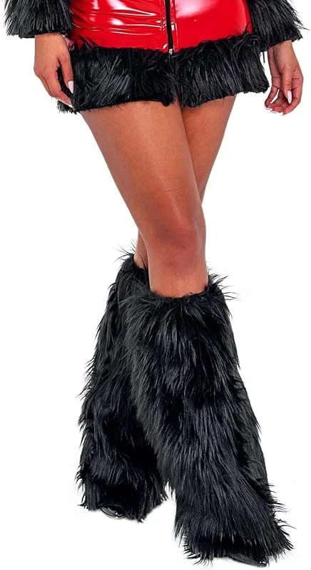 Qianderer Calentadores de piernas de piel para mujer, calentadores de piernas peludos, calentadores de invierno para botas, botas de tacón alto, medias cálidas — Roupa aquecida