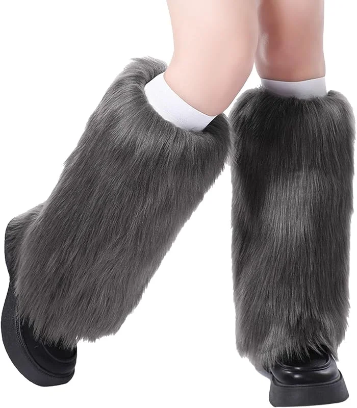 Generisch Calentadores de piernas mullidos para mujer, de invierno, suave, de peluche, ideal para días fríos, cálido, cómodo, compañero perfecto para actividades al aire libre — Roupa aquecida