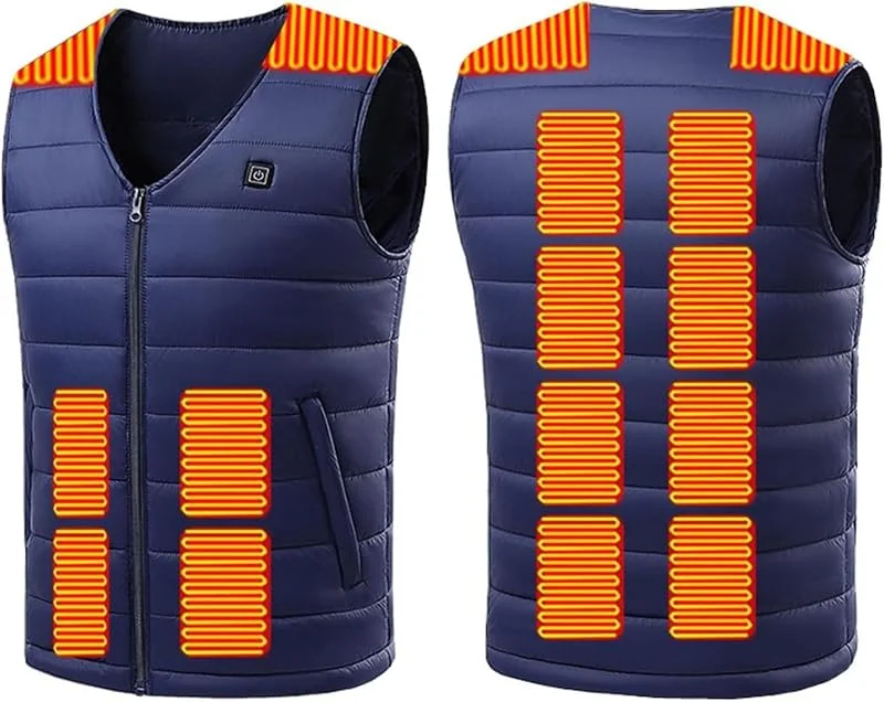 Chaleco térmico Ligero y Recargable for Actividades al Aire Libre en Invierno (batería no incluida).(Bleu, 5XL(90-97.5kg)) — Cozinha e lar