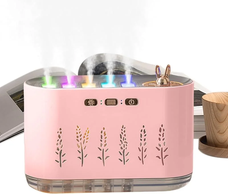Humidificadores para dormitorio, difusor de aromaterapia con luz de 7 colores, purificador de aire silencioso con función de aromaterapia para habitación y coche