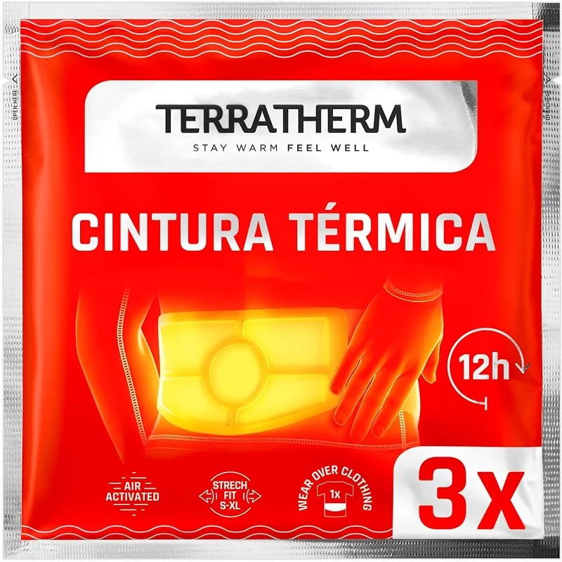 TerraTherm Cintura térmica, 12 horas de calor, tamanho S-XL — Roupa aquecida