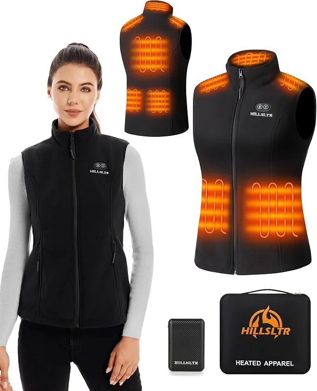 Colete aquecedor de forro polar para mulher com bateria 7, 4 V 12000 mAh, 8 zonas de aquecimento, colete aquecido com 3 níveis de temperatura, colete aquecedor para esqui, ciclismo — Roupa aquecida