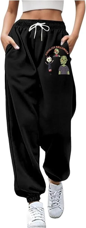Generisch Pantalones de mujer elegantes y divertidos pantalones de chándal estampados para mujer en otoño e invierno con cintura alta, cordones elásticos y ajuste deportivo e informal pantalones mujer — Roupa aquecida