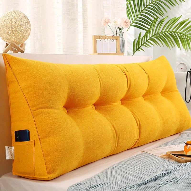 Almohada lumbar triangular para ventana de bahía y sofá, 150 x 50 x 20 cm, cojín amarillo para reposacabezas para dormitorio, soporte de espalda, almohada de lectura, respaldo — Aquecimento