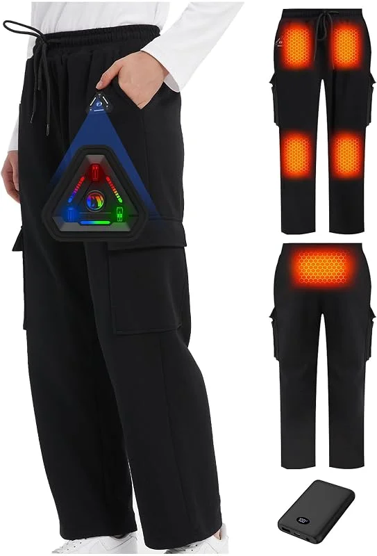 CYCYHEAT Calças aquecidas para homem e mulher, 7, 4 V, controlo 4 em 1 — Roupa aquecida