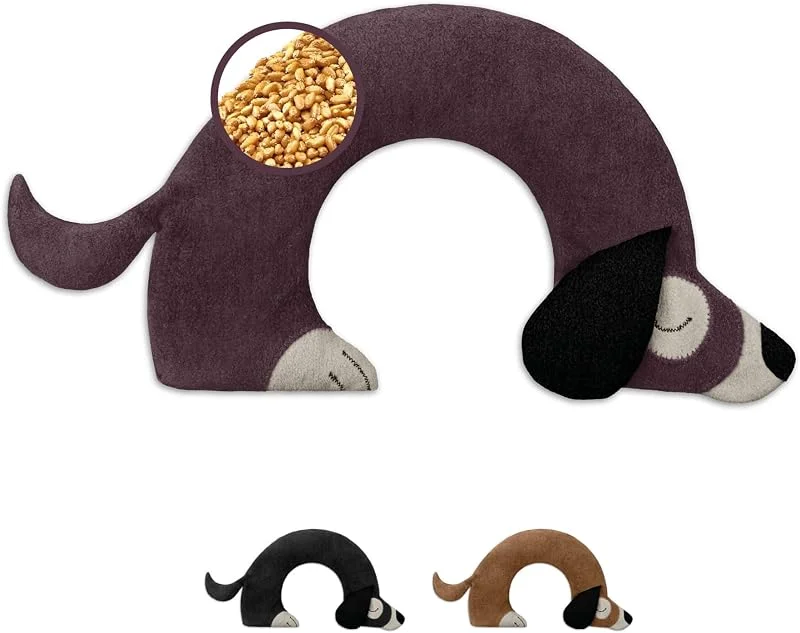 LESCHI Saco de sementes de microfibra, saco de sementes de 100% algodão e trigo orgânico, saco térmico de sementes para micro-ondas, ideal para pescoço, cervical e costas, 47 x 23 cm, cão bob roxo — Aquecimento