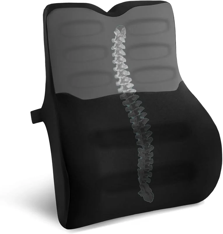 Almofada Lombar Carro, Almofada Lombar Cadeira Escritório com Esponja de Memória, Apoio Lombar Ergonômico, Almofada Lombar para Assentos de Carro, Cadeira de Escritório, Preto — Aquecimento