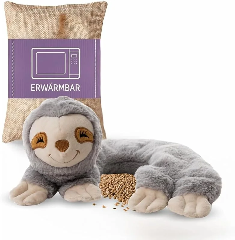 Habibi Almofada de calor de peluche para crianças e adultos, com enchimento de painço, para micro-ondas, forno, almofada cervical aquecida, ideal também para bebés — Aquecimento