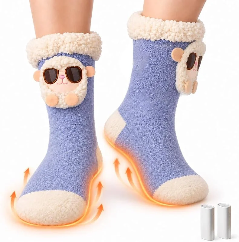 Meias aquecidas, calTYYKL Aquecedor a pilhas, estampado de cordeiros — Roupa aquecida