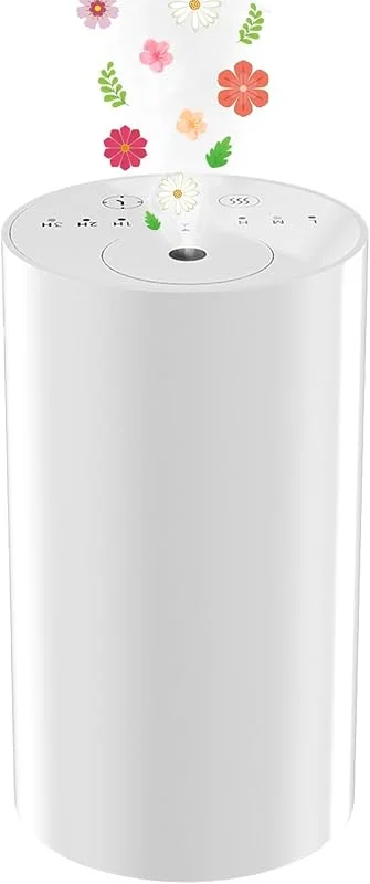 Difusor de óleos essenciais sem água, mini difusor atomizador para casa e carro, bateria USB, modo contínuo de 1, 2, 3H, 3 níveis de névoa (branco) — Humidificador