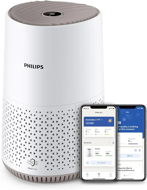 Philips 600i Purificador de Aire HEPA, 44 m², Ultrasilencioso 19dB*, Blanco — Humidificador