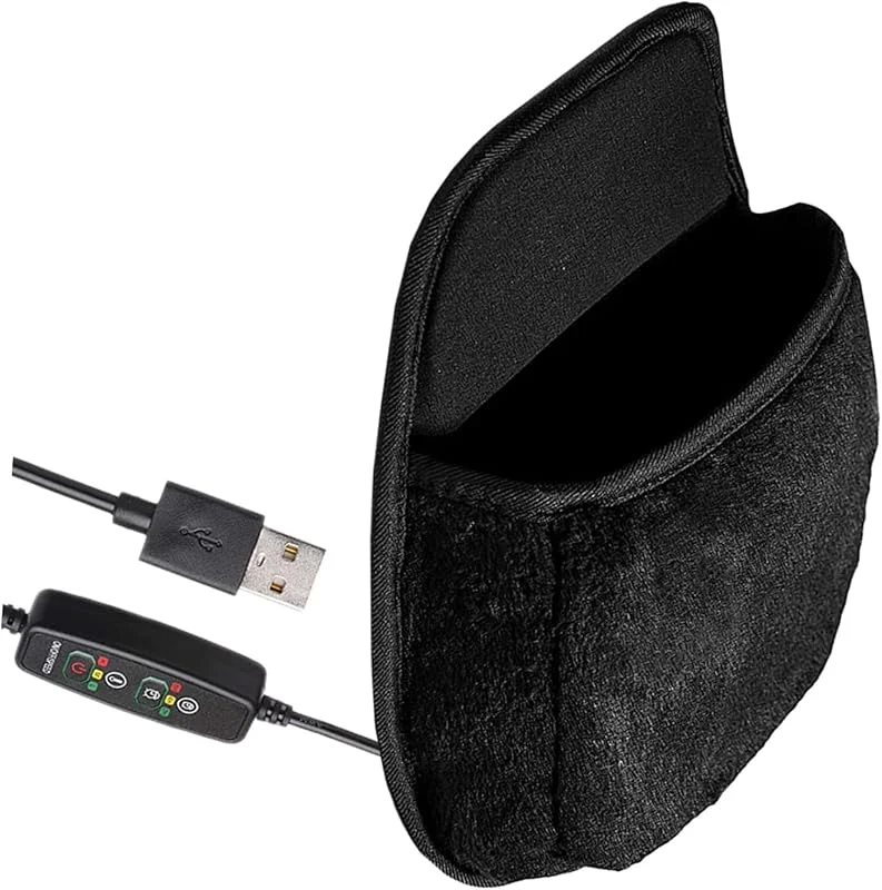 PRETYZOOM Tapete de rato de peluche aquecedor USB 3 níveis de ajuste base antiderrapante cor preta para escritório e secretária mantém as mãos quentes no inverno — Aquecimento