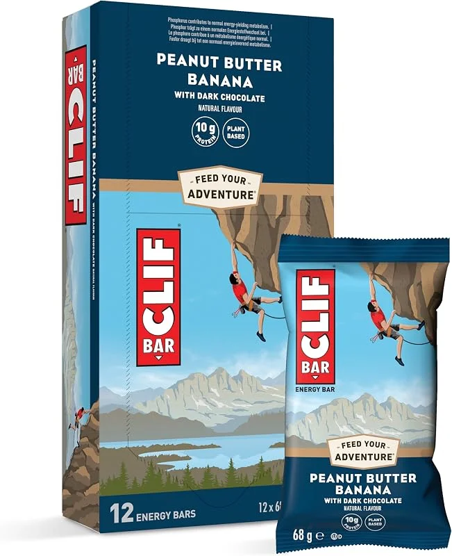 CLIF BAR Peanut Butter Banana Dark chocolate barra energética, 12 x 68 g — Roupa aquecida
