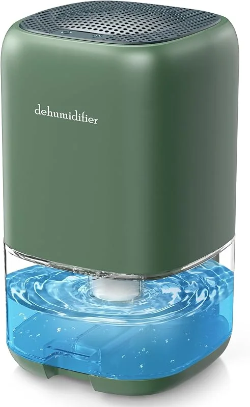Deshumidificador elétrico 1000 ml, desumidificadores de humidade, silencioso baixo consumo desligado automático com luzes LED cores, portátil para quarto, casa de banho, armário (verde)