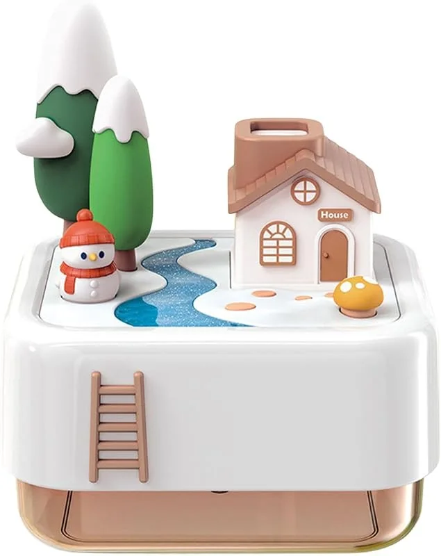Bonito humidificador de Navidad con diseño de cabina de nieve, enchufe USB