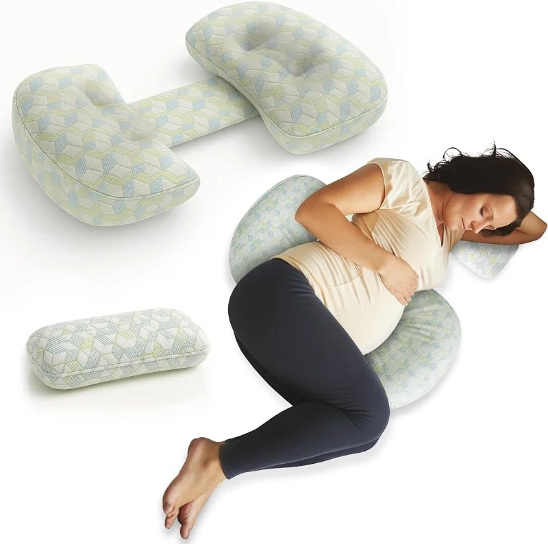 Almofada para grávida - almofada para grávida com suporte para as costas, ancas, pernas e barriga, almofada para dormir de lado, almofada de amamentação multifuncional, removível e ajustável. — Aquecimento