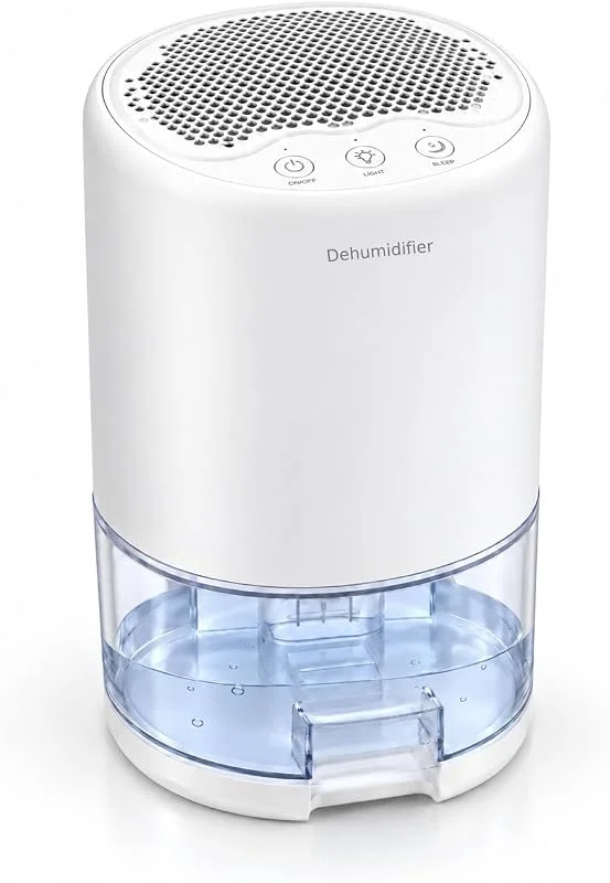 Desumidificador 1000 ml com ecrã de temperatura e humidade, desumidificador elétrico silencioso, modo de suspensão, 7 cores LED, desligamento automático, para quarto, escritório, armário — Humidificador