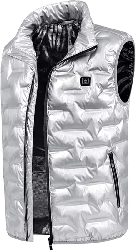 Chaleco calefactable for Senderismo, Actividades al Aire Libre, Mantener el Calor, Chaquetas eléctricas con conexión USB for Pesca, Caza y Motociclismo.(Silver, 4XL) — Cozinha e lar