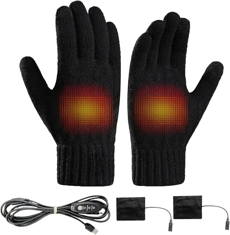 Guantes térmicos para hombre, carga USB, pantalla táctil, guantes de punto — Cozinha e lar