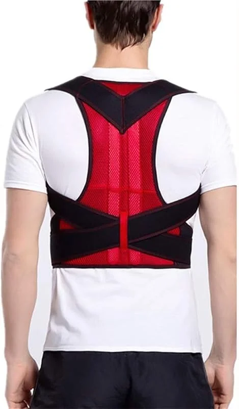 Tamanhos grandes XS-5XL corretor de postura de ombros e costas correção da figura faixa lombar para escoliose alisador de costas cinto corretor de corcunda (Red, M) — Roupa aquecida