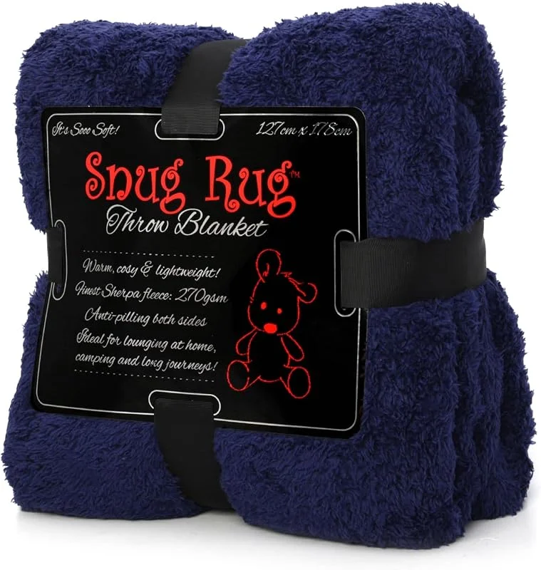 Snug Rug Manta de forro polar Sherpa de luxo de edição especial (azul-marinho) — Aquecimento