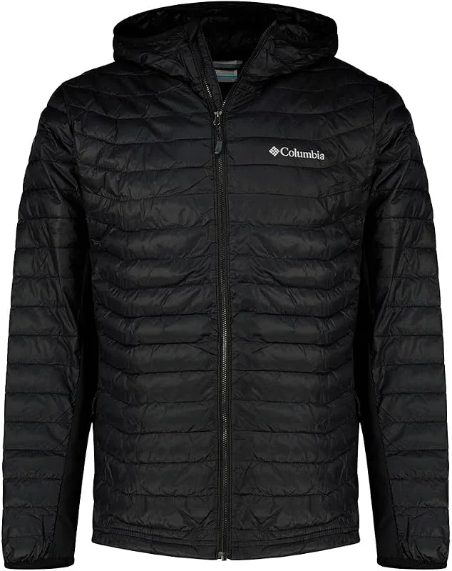 Columbia Powder Pass Hybrid Hooded Jacket, casaco acolchoado com capuz para homem — Roupa aquecida