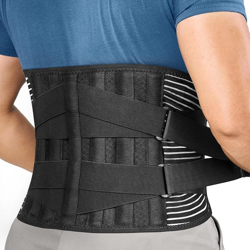 FREETOO Faixa Lombar Para Homem e Mulher com 6 varetas de suporte, Cinturão Lombar com Ajuste Duplo, Faixa Lombar Respirável Homem Trabalho (P (cintura: 60 cm - 75 cm) — Aquecimento