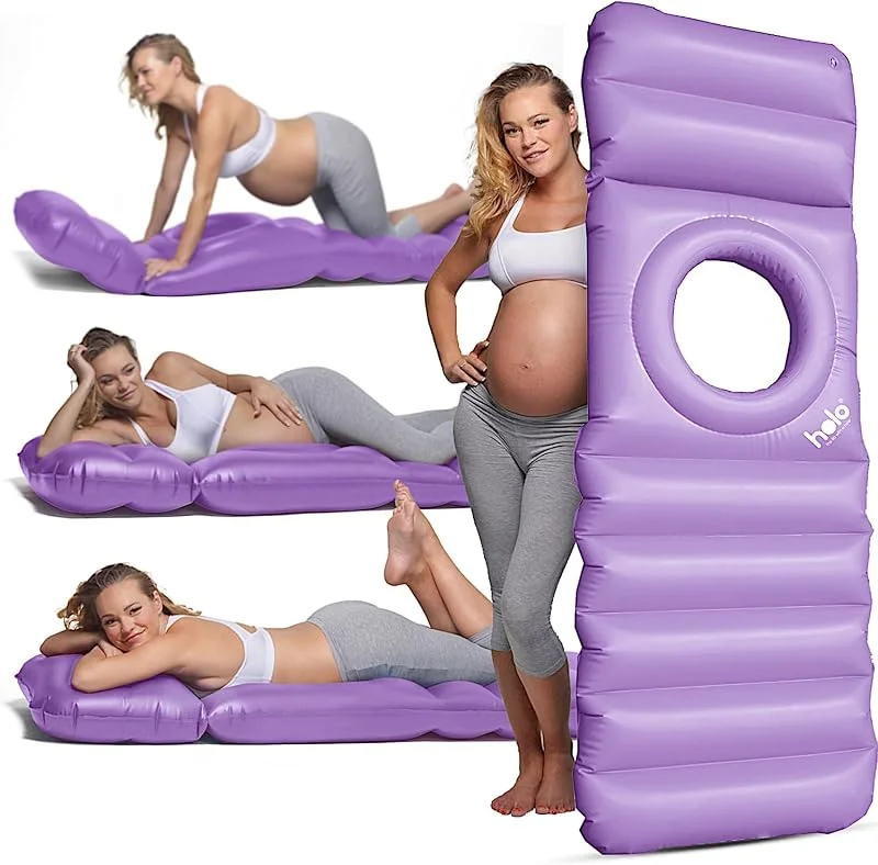 HOLO Almofada de gravidez insuflável - almofada portátil de suporte para todo o corpo lavanda - alívio da dor e desconforto para o sono de maternidade - colchão de ar para mulheres grávidas — Aquecimento