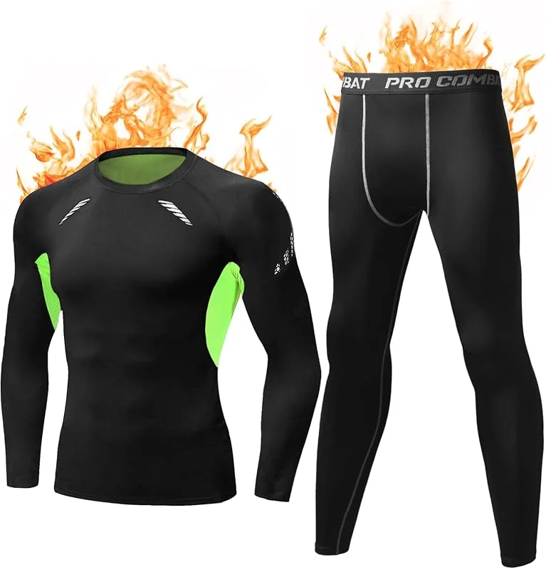 Terecey Roupa térmica homem frio extremo conjunto interior térmico funcional roupa térmica mota decote redondo t-shirt térmica homem para corrida esqui ciclismo — Roupa aquecida