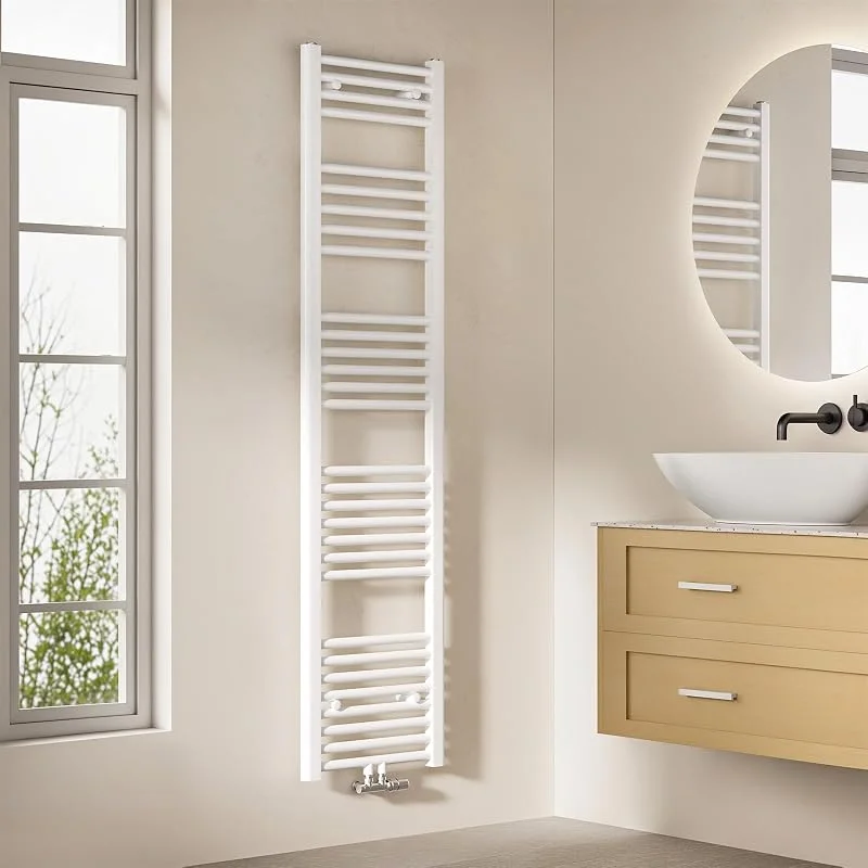 EMKE Radiador de casa de banho, 160 x 40 cm, toalheiro de conexão central, radiador de casa de banho, toalheiro, toalhas, radiador, toalhas, radiador, casa de banho, toalheiro, cor branca, 547 W — Aquecimento