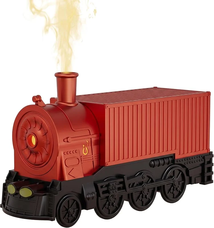 Difusor de óleo de comboio humidificador de comboio de vapor de locomotiva vintage, vermelho, difusor