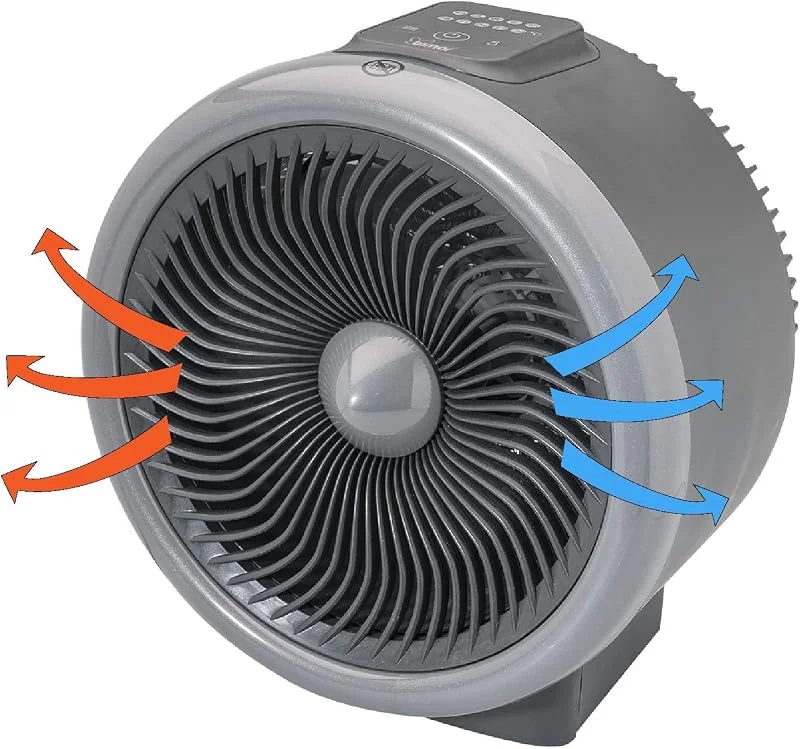 Bimar Aquecedor elétrico HF205, aquecedor de ventilador elétrico e ventilador ciclónico de baixo consumo, termostato integrado, 2 potências de aquecimento, corpo de plástico com pega integrada