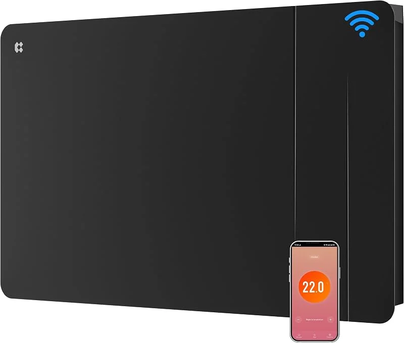 CIARRA Radiador elétrico de 1500 W Wi-Fi de parede, nercia cerâmica, preto — Aquecimento