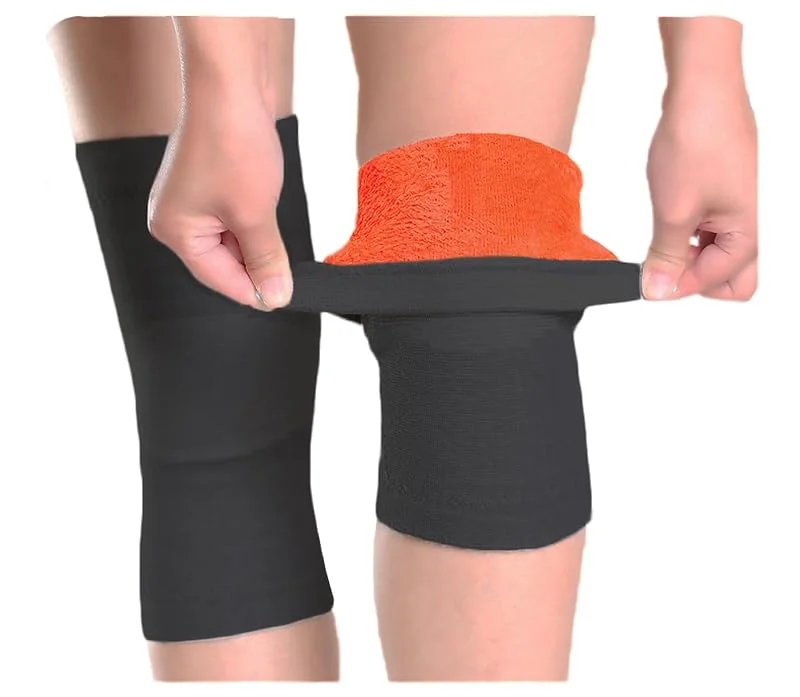 1 par de joelheiras quentes de inverno com forro quente, terapia, joelheiras, artrite, joelho frio, alívio da dor, joelheiras térmicas, joelheiras quentes e frias, para homem e mulher — Roupa aquecida