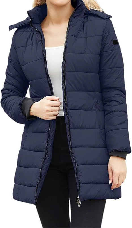 Generisch Chaqueta térmica impermeable para mujer con extraíble y reversible, para días fríos de invierno, ropa exterior de manga larga con prácticos bolsillos, ideal para el día a día, tiempo libre — Roupa aquecida